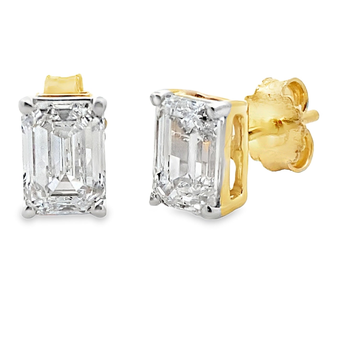 Pendientes de Stud de Diamante Creado en Laboratorio de 2.00ct en Oro Amarillo de 14KT