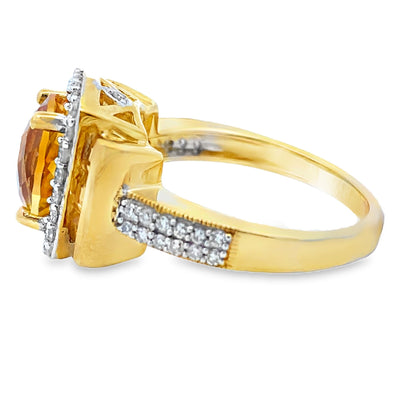 Bague en Citrine et Diamants de 2,47 ct en Or Jaune 10KT