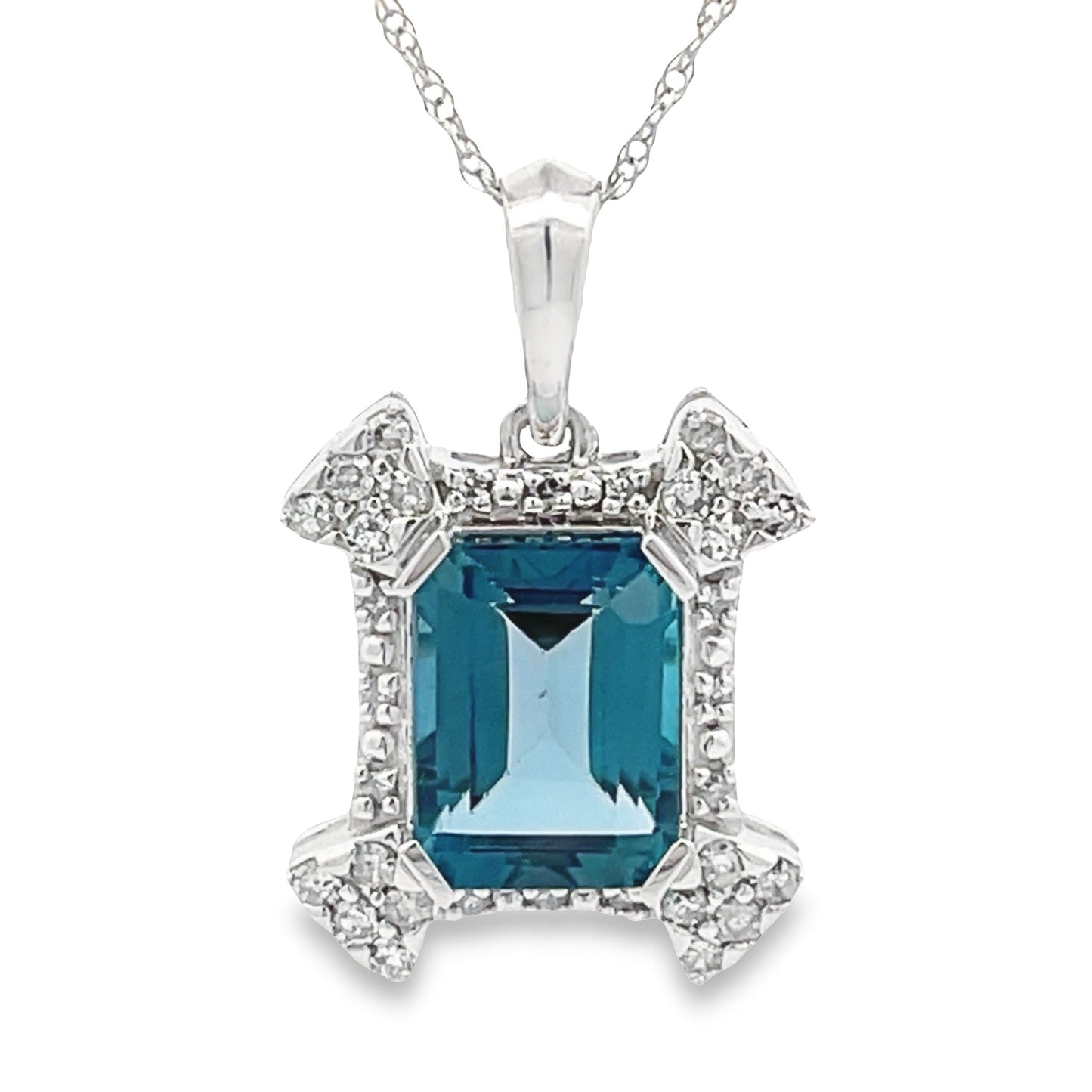 Colgante de Topacio Azul Londres en Oro Blanco de 10KT