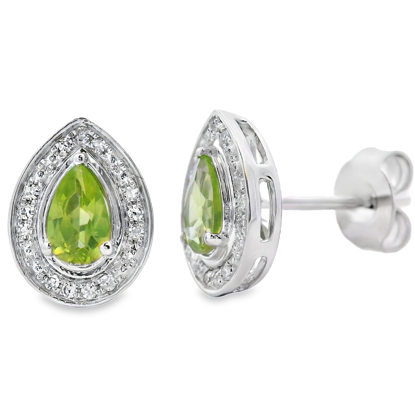 .56ct Peridot and Diamond Stud Earrings in 10KT White Gold