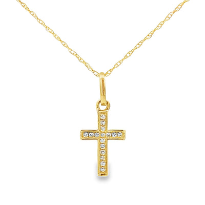 .05ct Diamond Cross Pendant in 14KT Yellow Gold