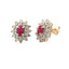 Natural Ruby and Diamond Earrings in 14KT Yellow Gold