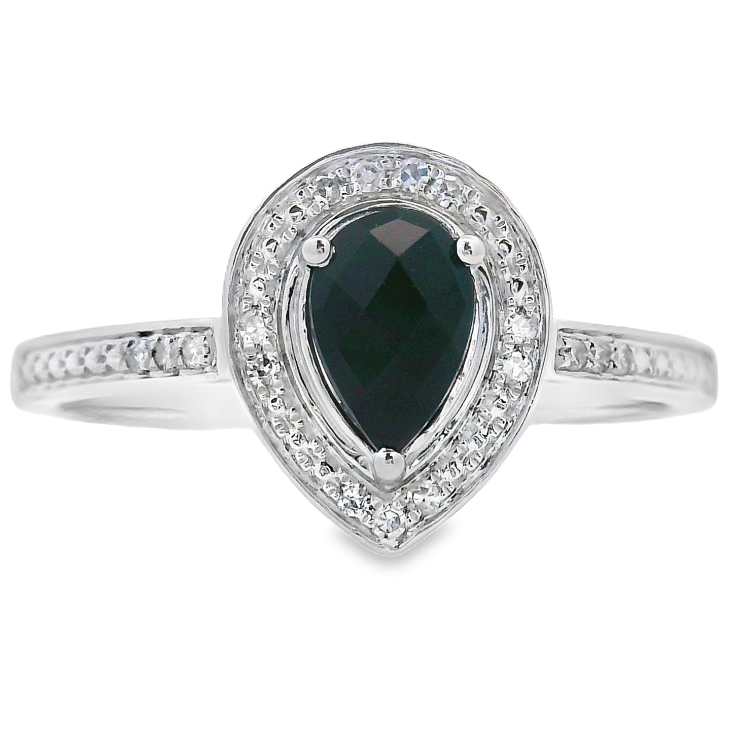 Natural .52ct Onyx Diamond Ring in 10KT White Gold