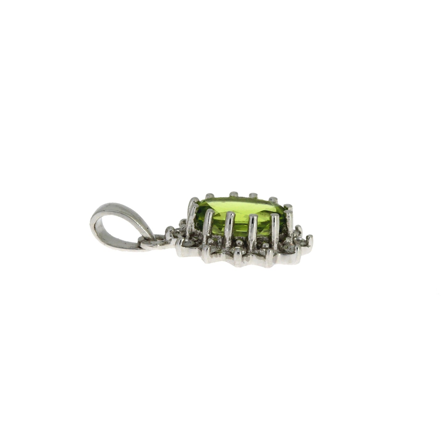 .96ct Peridot Diamond Fashion Pendant in 10KT White Gold
