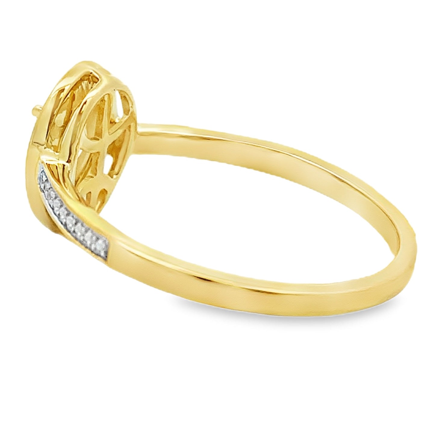 Anillo de Diamante de Cuarzo Rosa de 0.44ct en Oro Amarillo de 10KT