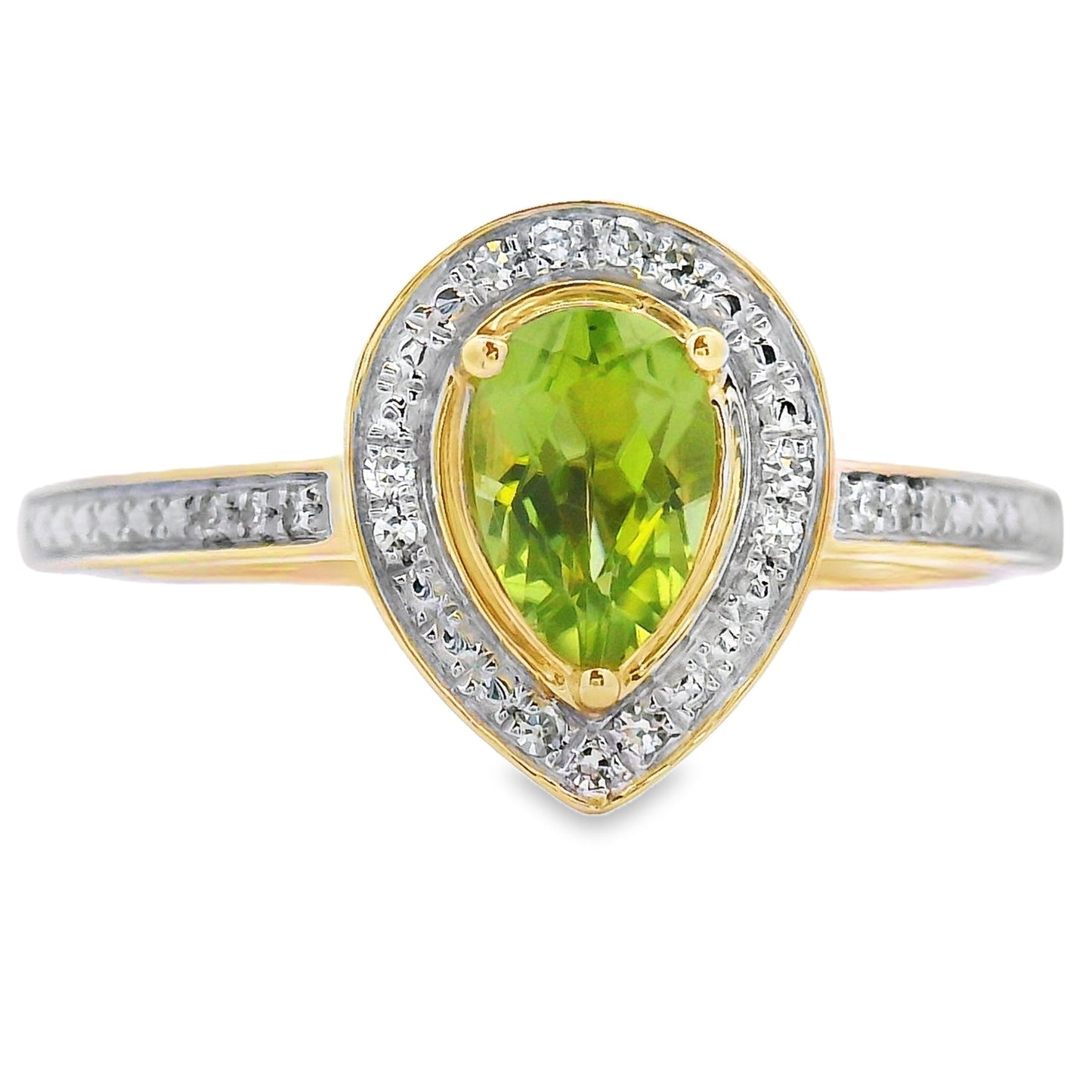 Genuine .50ct Peridot Diamond Ring in 10KT Yellow Gold