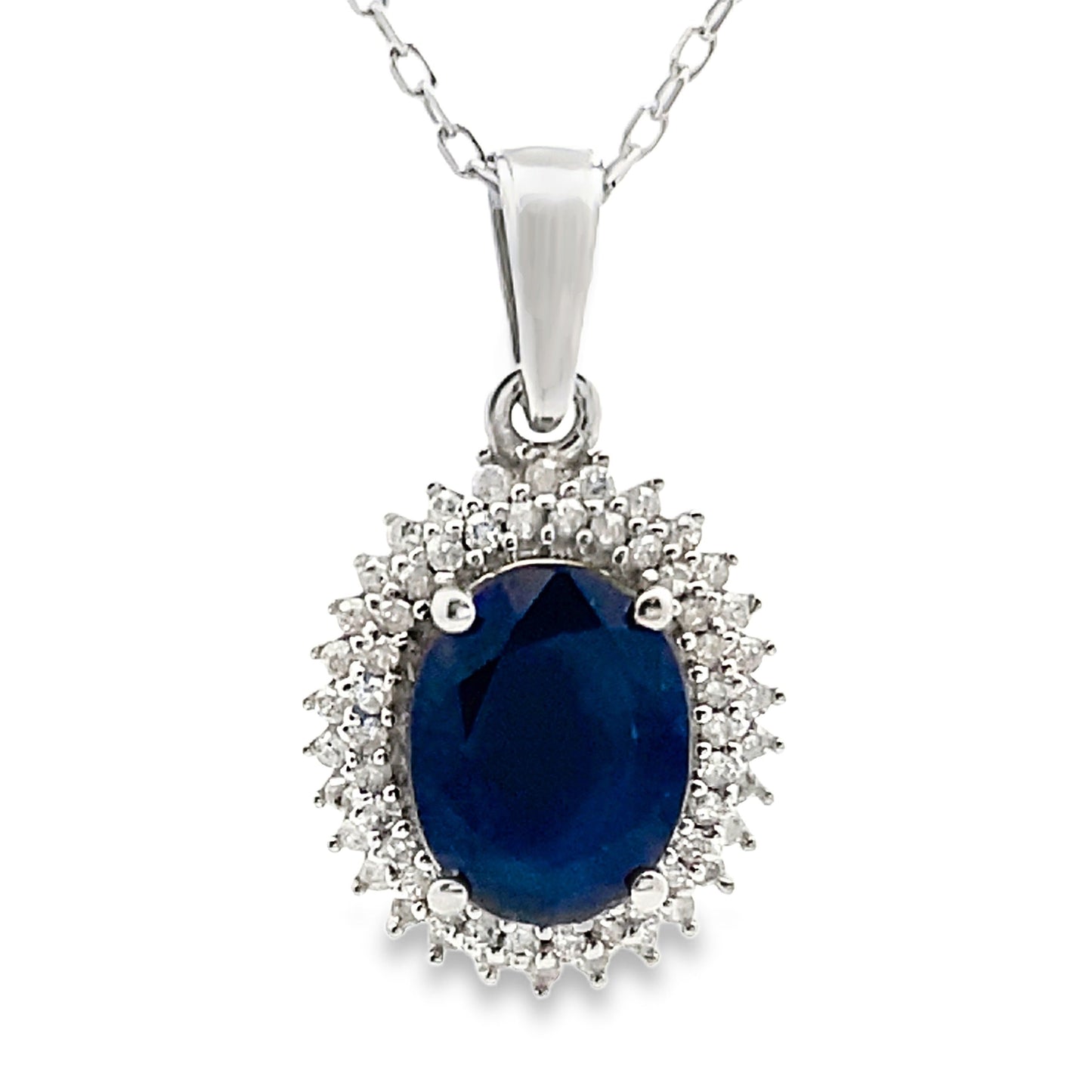 Sapphire Diamond Fashion Pendant in 10KT White Gold