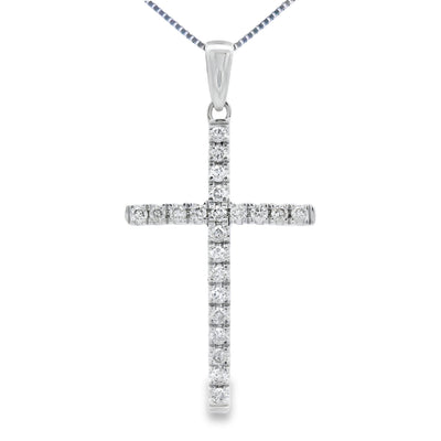 Pendentif Croix en Diamant de 0,21 ct en Or Blanc 14KT