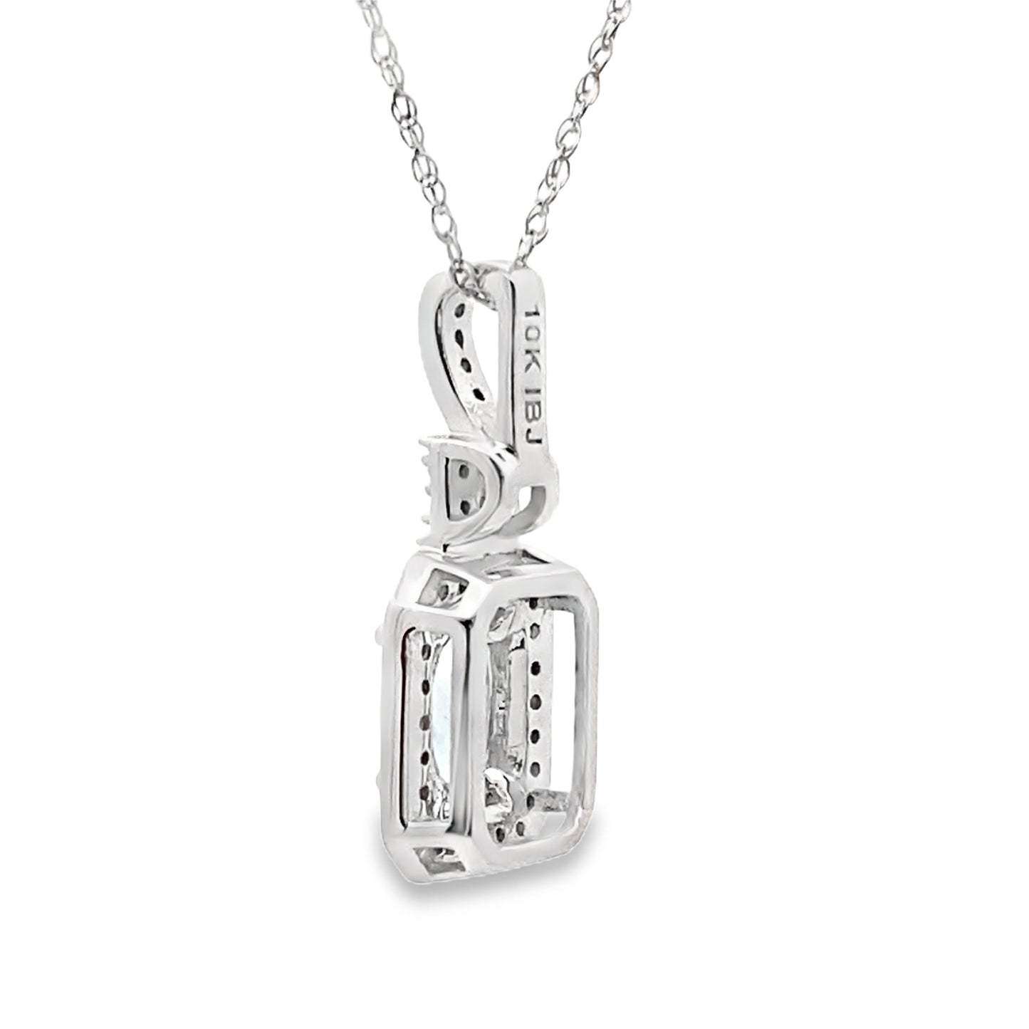 Aquamarine Diamond Pendant in 10KT White Gold