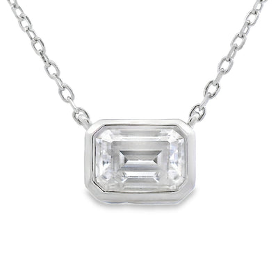 Natural 0.85ct Moissanite Pendant in Sterling Silver