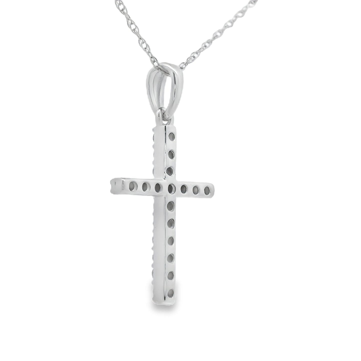 Pendentif Croix en Diamant de 0,19 ct en Or Blanc 14KT