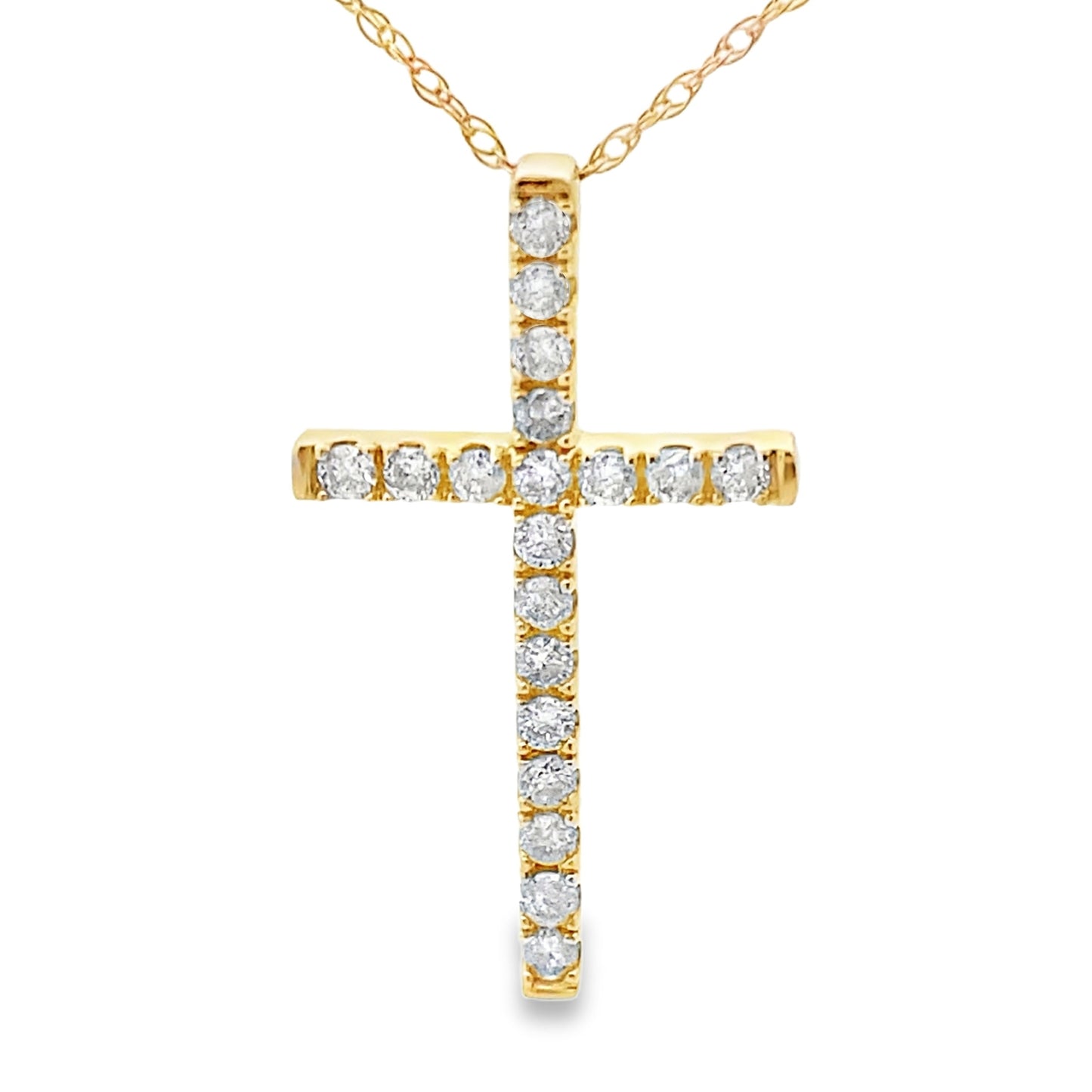 Pendentif Croix en Diamant de 0,24 ct en Or Jaune 14KT