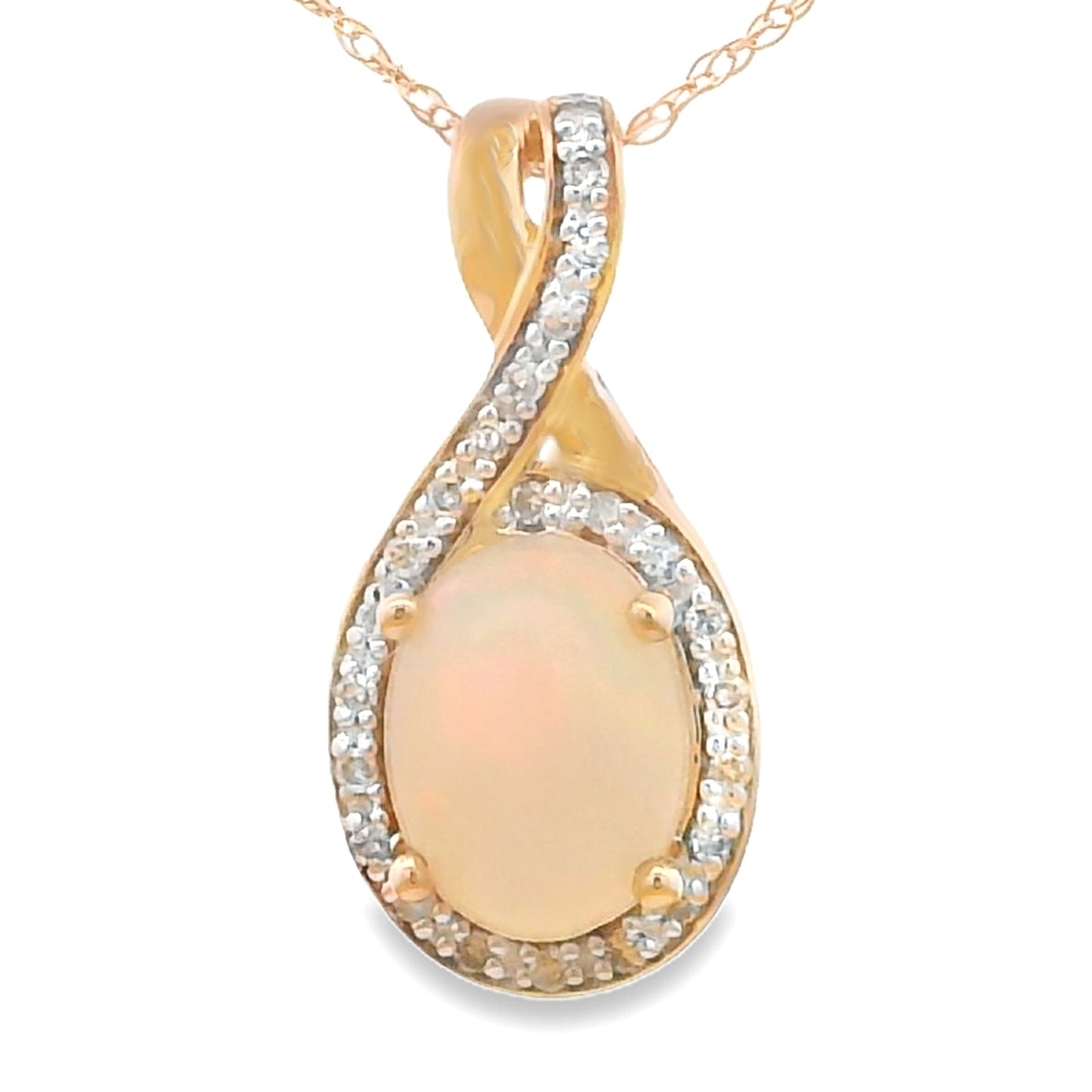 .11ct Pendentif en Opale et Diamant en Or Jaune 14KT