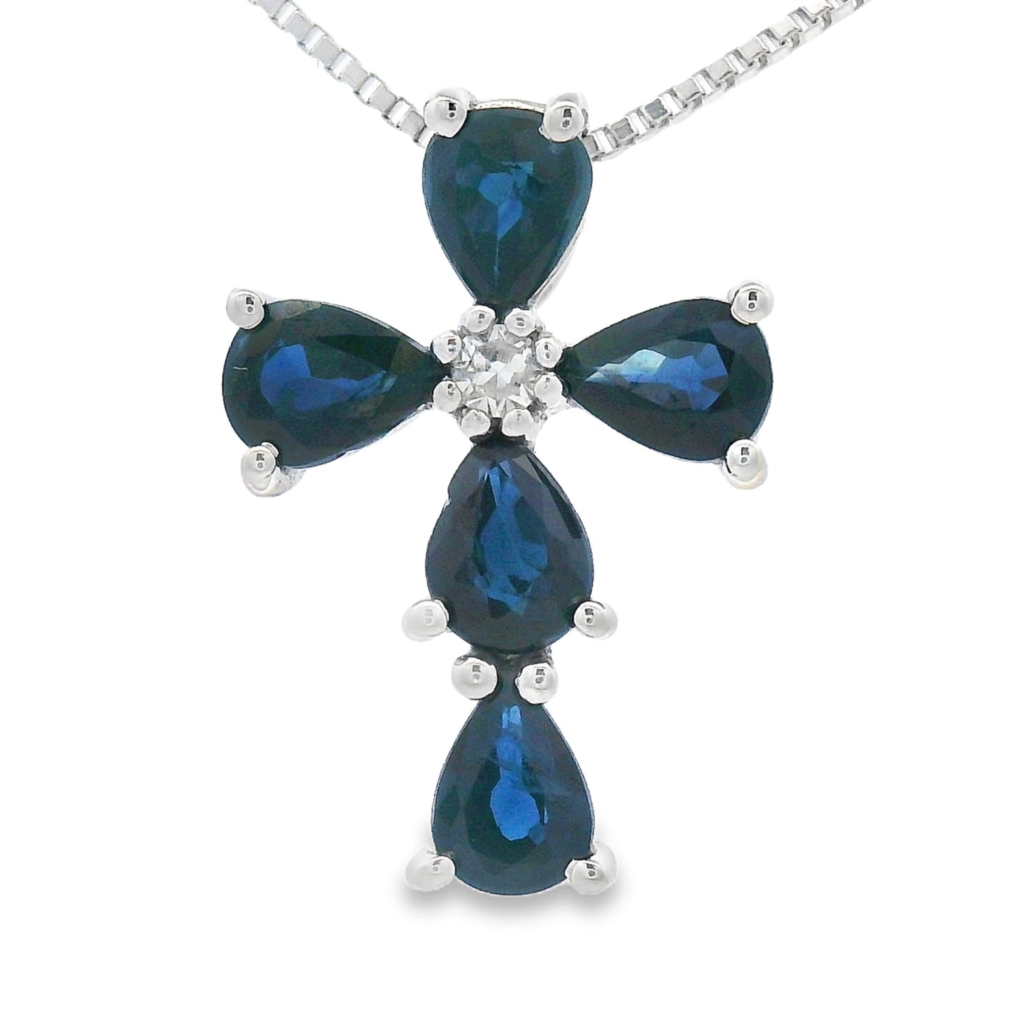.82ct Sapphire Cross Pendant in 10KT White Gold