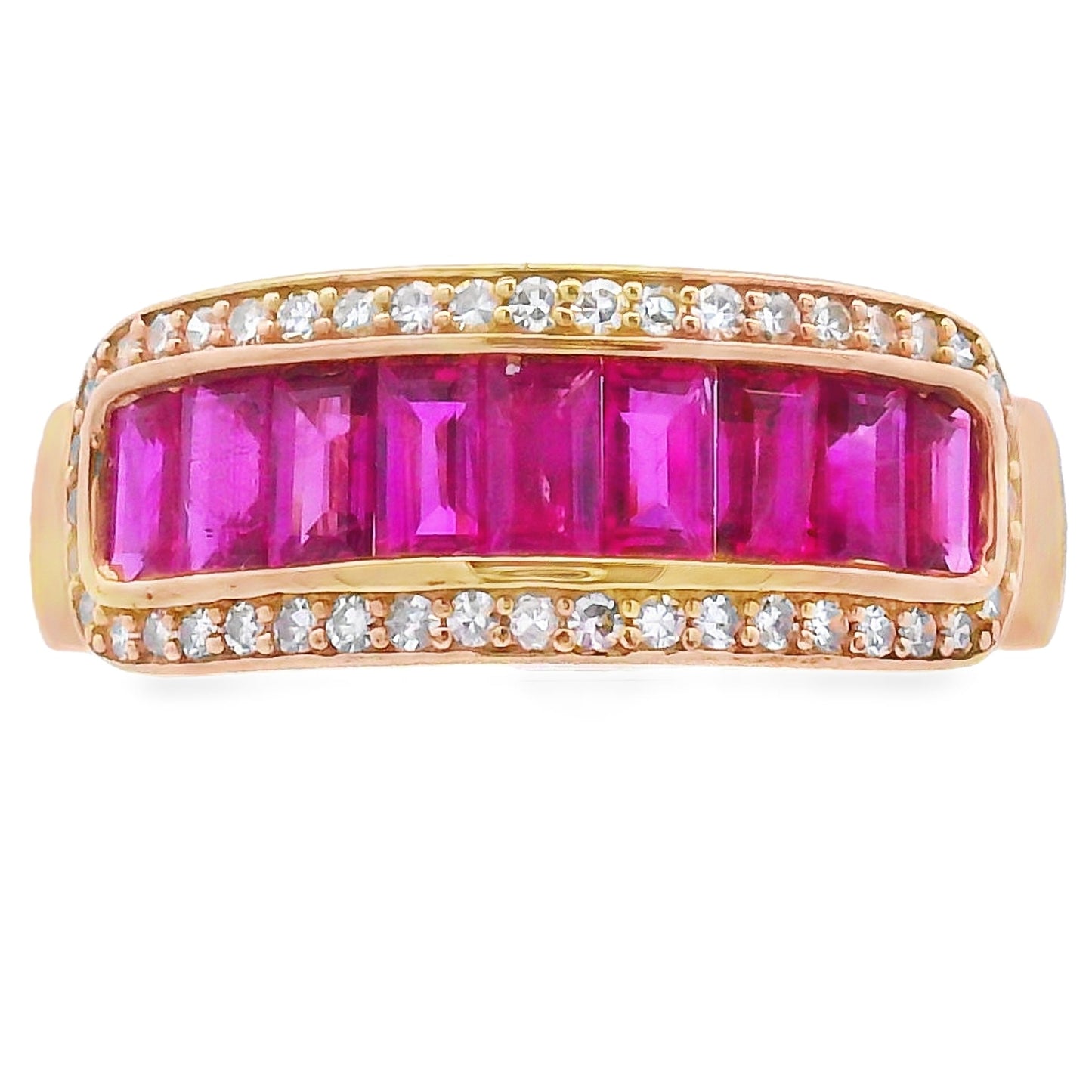 Genuine Ruby and Diamond Ring in 10KT Yellow Gold
