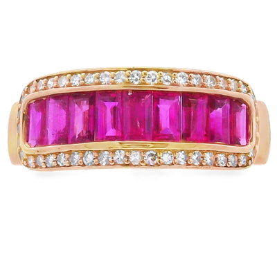 Genuine Ruby and Diamond Ring in 10KT Yellow Gold