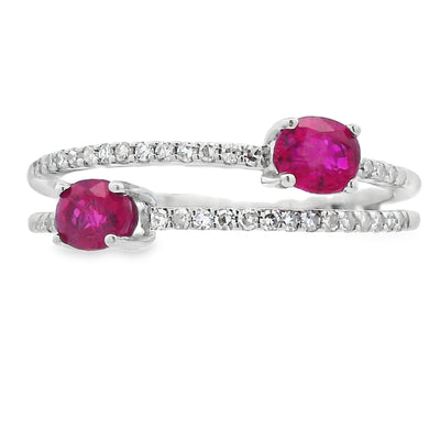 Bague en Rubis et Diamants en Or Blanc 14KT