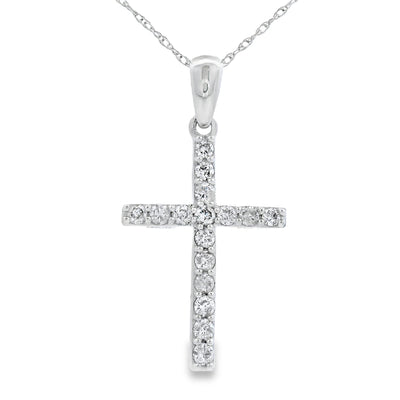Pendentif Croix en Diamant de 0,30 ct en Or Blanc 14KT