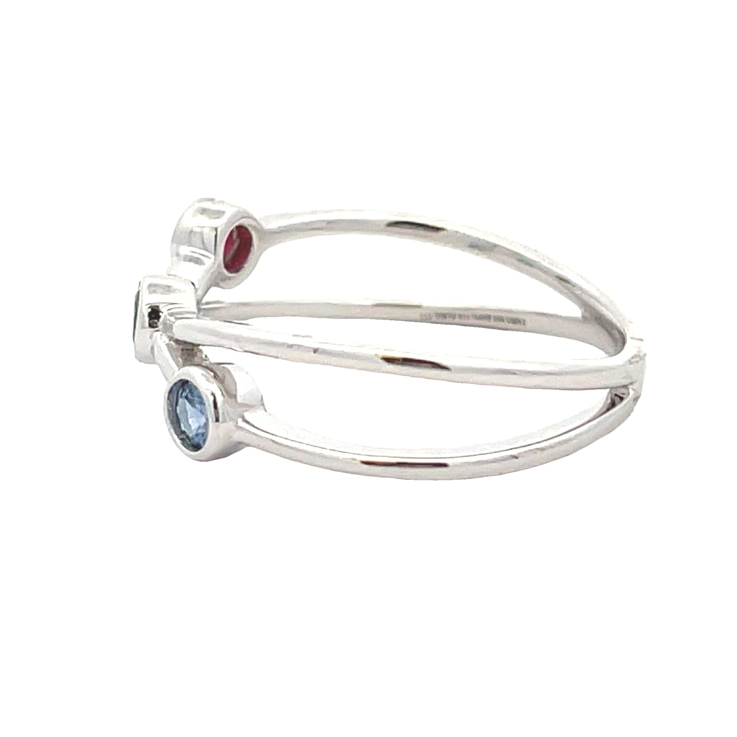 Genuine .31ct Sapphire and Ruby Ring in 14KT White Gold
