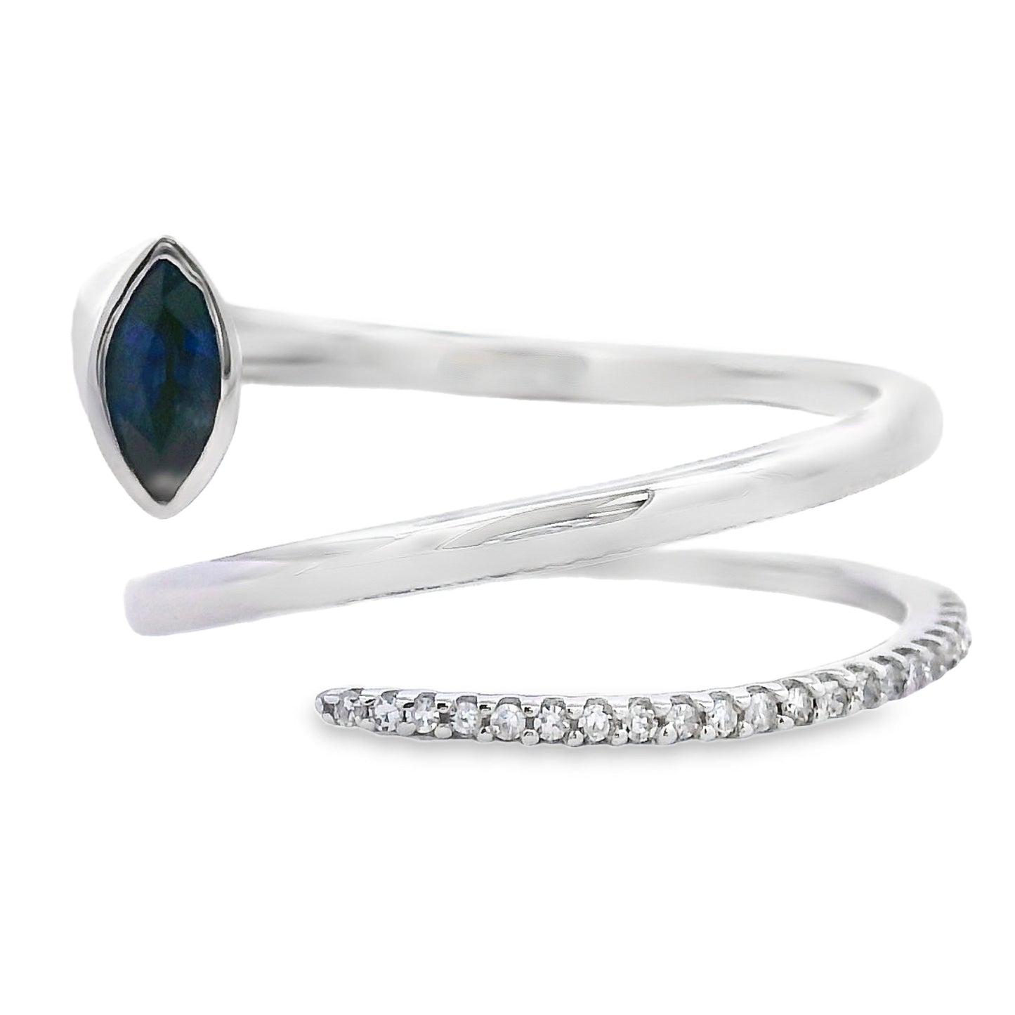 Natural .78ct Sapphire and Diamond Ring in 14KT White Gold