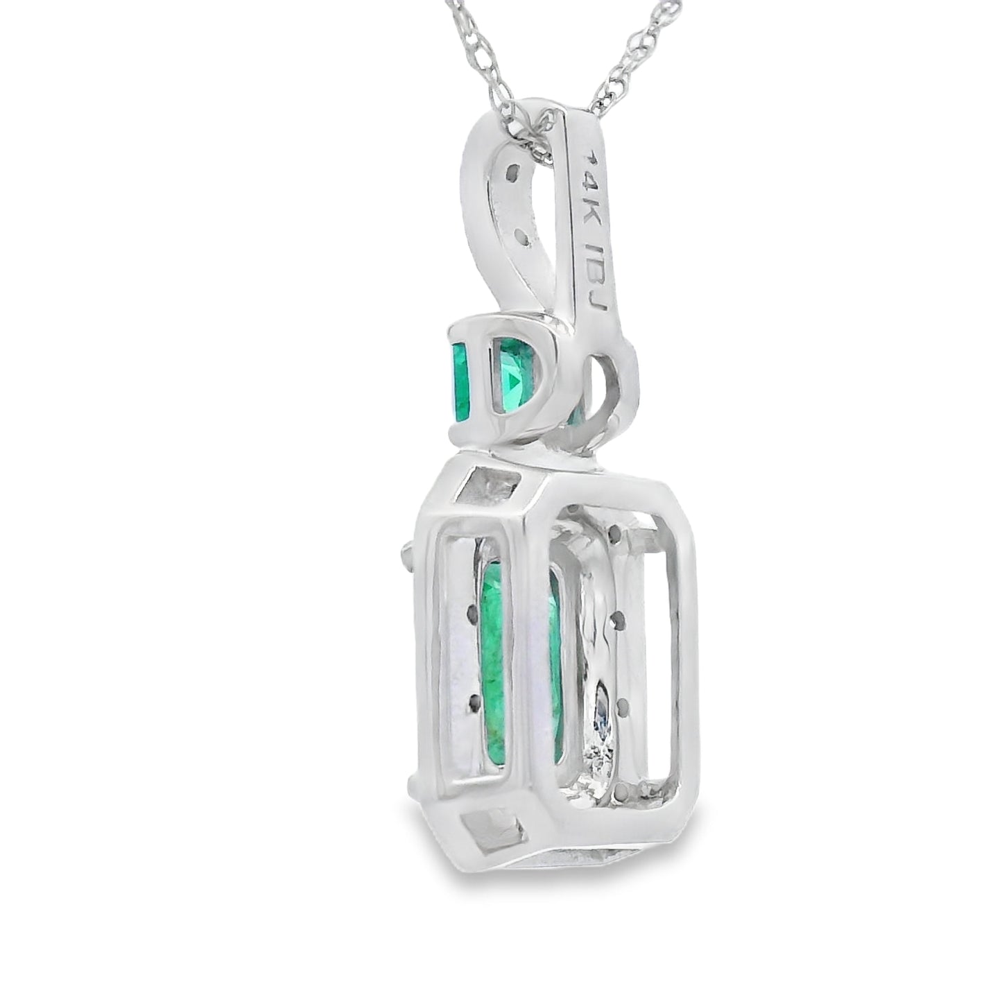 .64ct Emerald and Diamond Pendant in 14KT White Gold