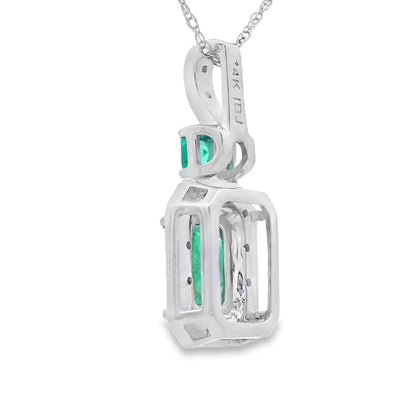 .64ct Emerald and Diamond Pendant in 14KT White Gold