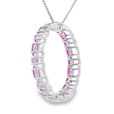 Created Ruby Circle of Love Pendant in Sterling Silver