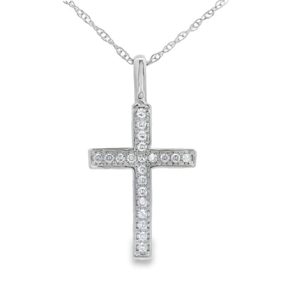 .07ct Diamond Cross Pendant in 10KT White Gold