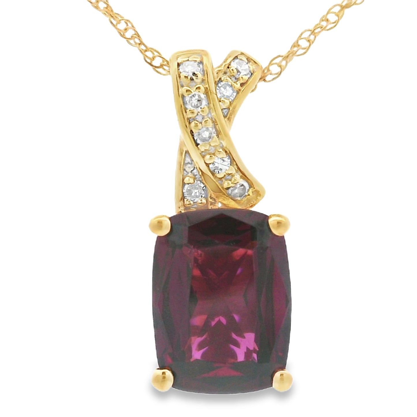 Colgante de Granate y Diamante de 1.63ct en Oro Amarillo de 10KT