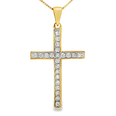 .22ct Diamond Cross Pendant in 14KT Yellow Gold