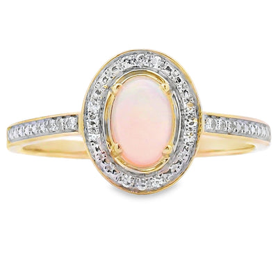 Genuine .36ct Opal and Diamond Ring in 10KT Yellow Gold