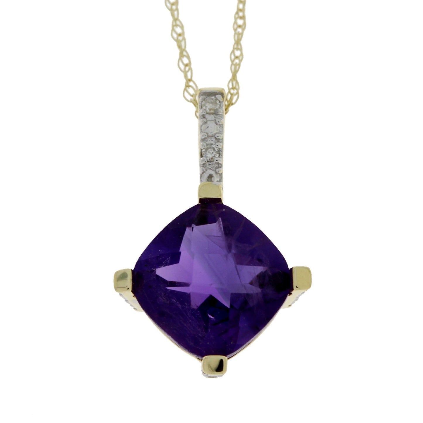 Amethyst Diamond Fashion Pendant in 10KT Yellow Gold