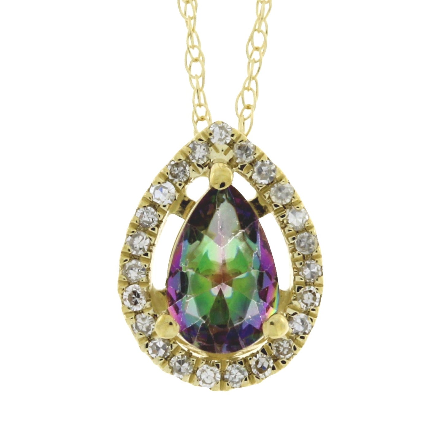 Treated Topaz & Diamond Pendant in 14KT Yellow Gold