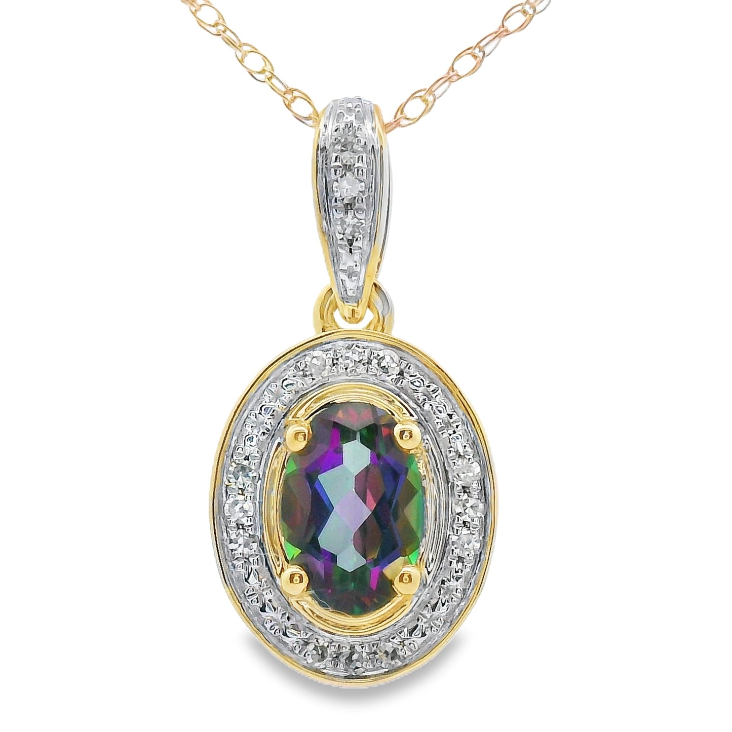 Mystic Fire Topaz Pendant in 10KT Yellow Gold