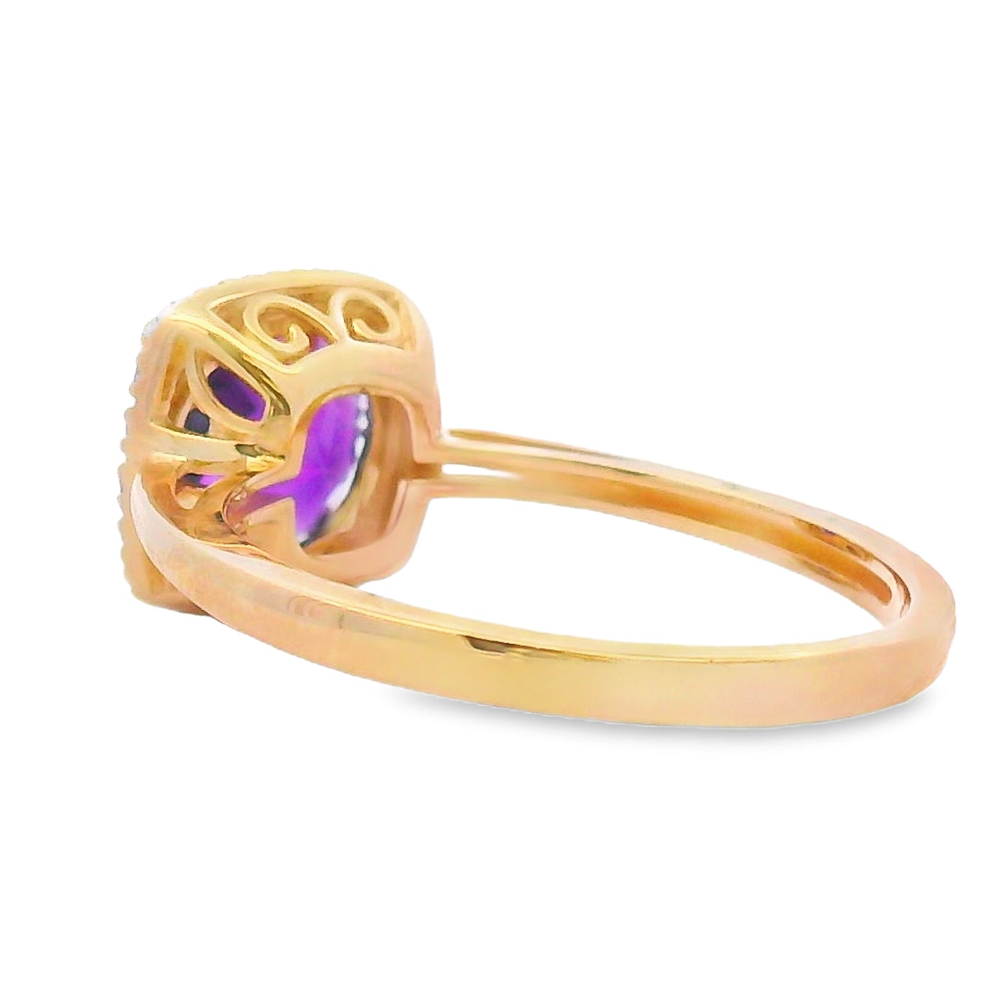 Genuine 1.34ct Amethyst Diamond Ring in 10KT Yellow Gold