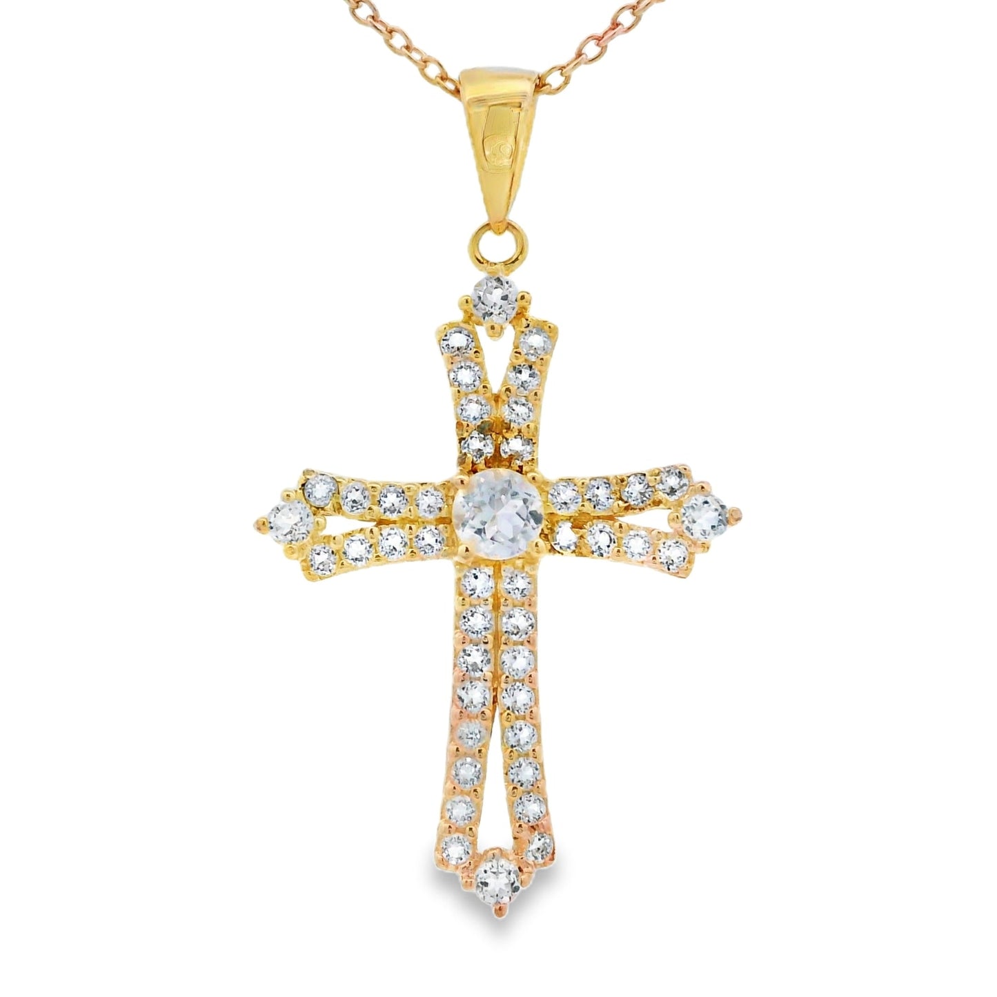 Genuine Topaz Cross Pendant in Sterling Silver