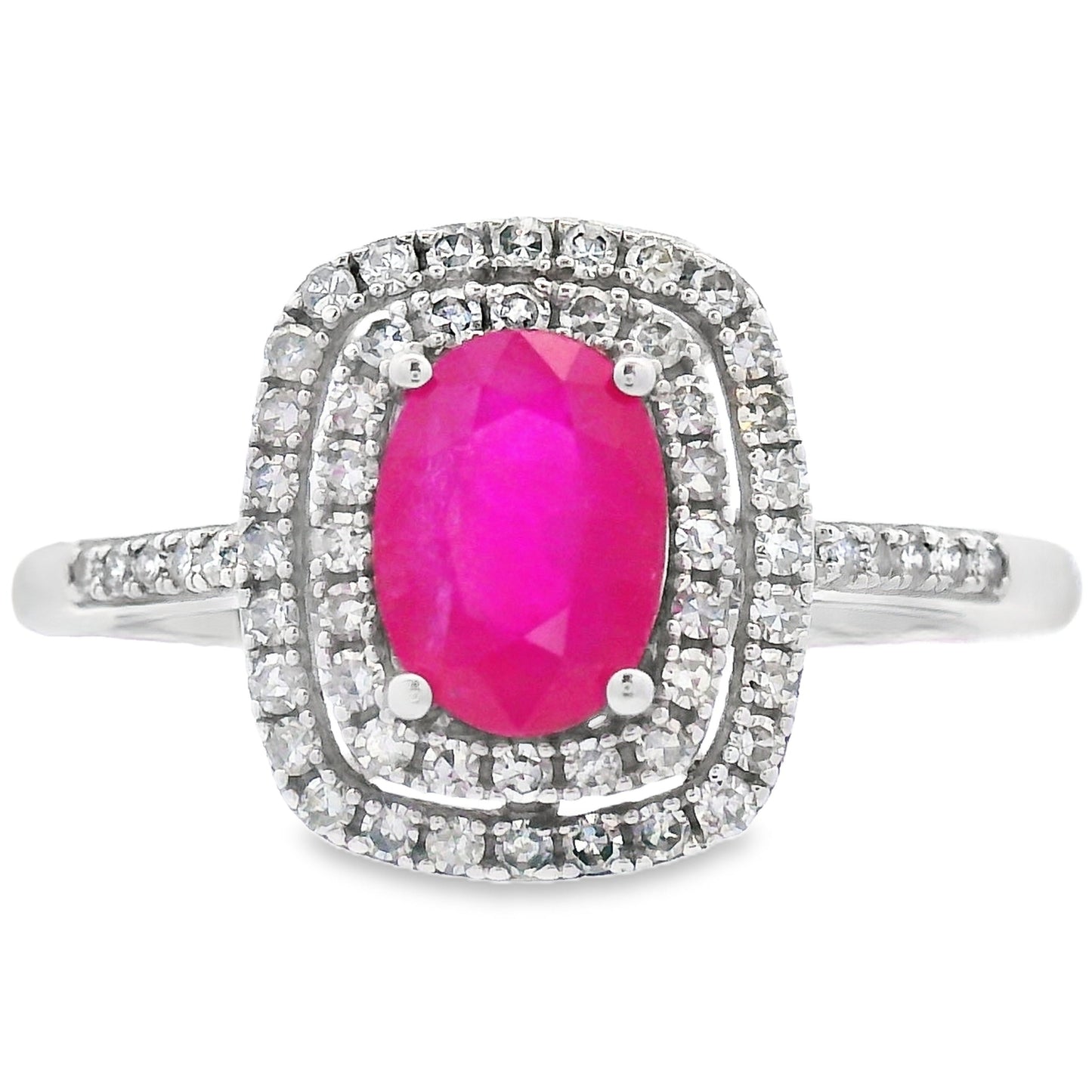 Genuine 1.29ct Ruby Diamond Ring in 10KT White Gold