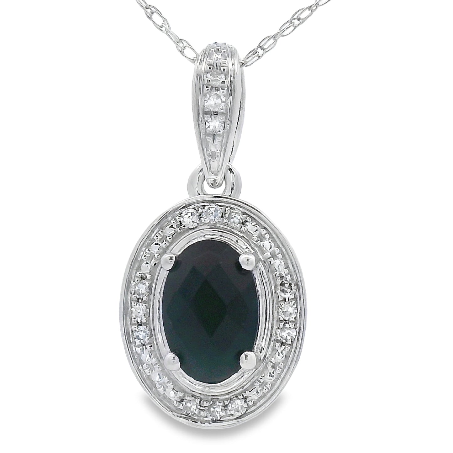 .53ct Pendentif en Onyx et Diamant en Or Blanc 10KT