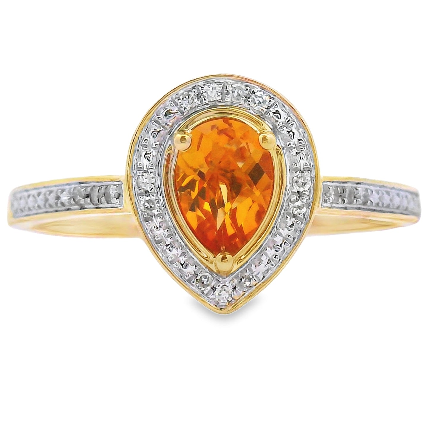 Bague en diamant de citrine véritable de 0,50 ct en or jaune 10KT