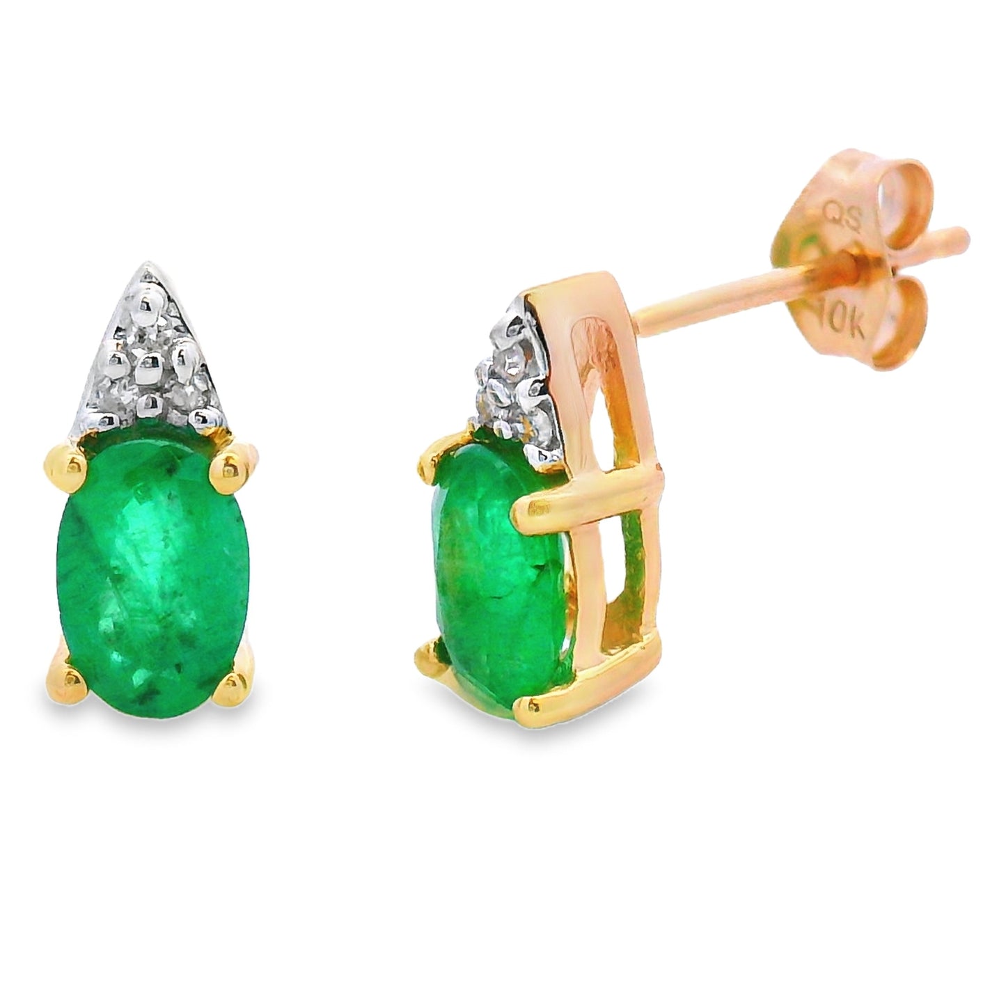 Boucles d'oreilles en émeraude et diamant de 1,03 ct en or jaune 10KT