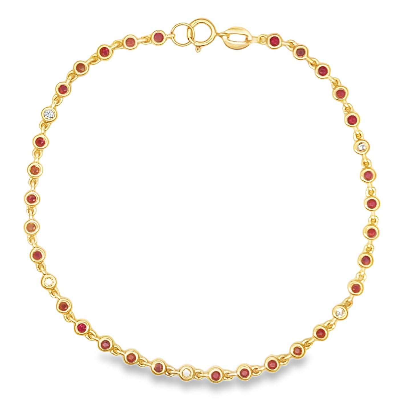 Bracelet en rubis et diamants en or jaune 14KT