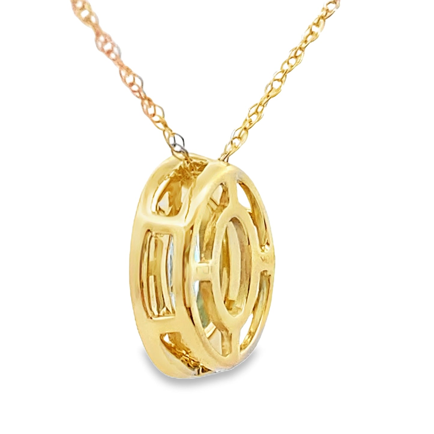 Blue Topaz and Diamond Pendant in 10KT Yellow Gold