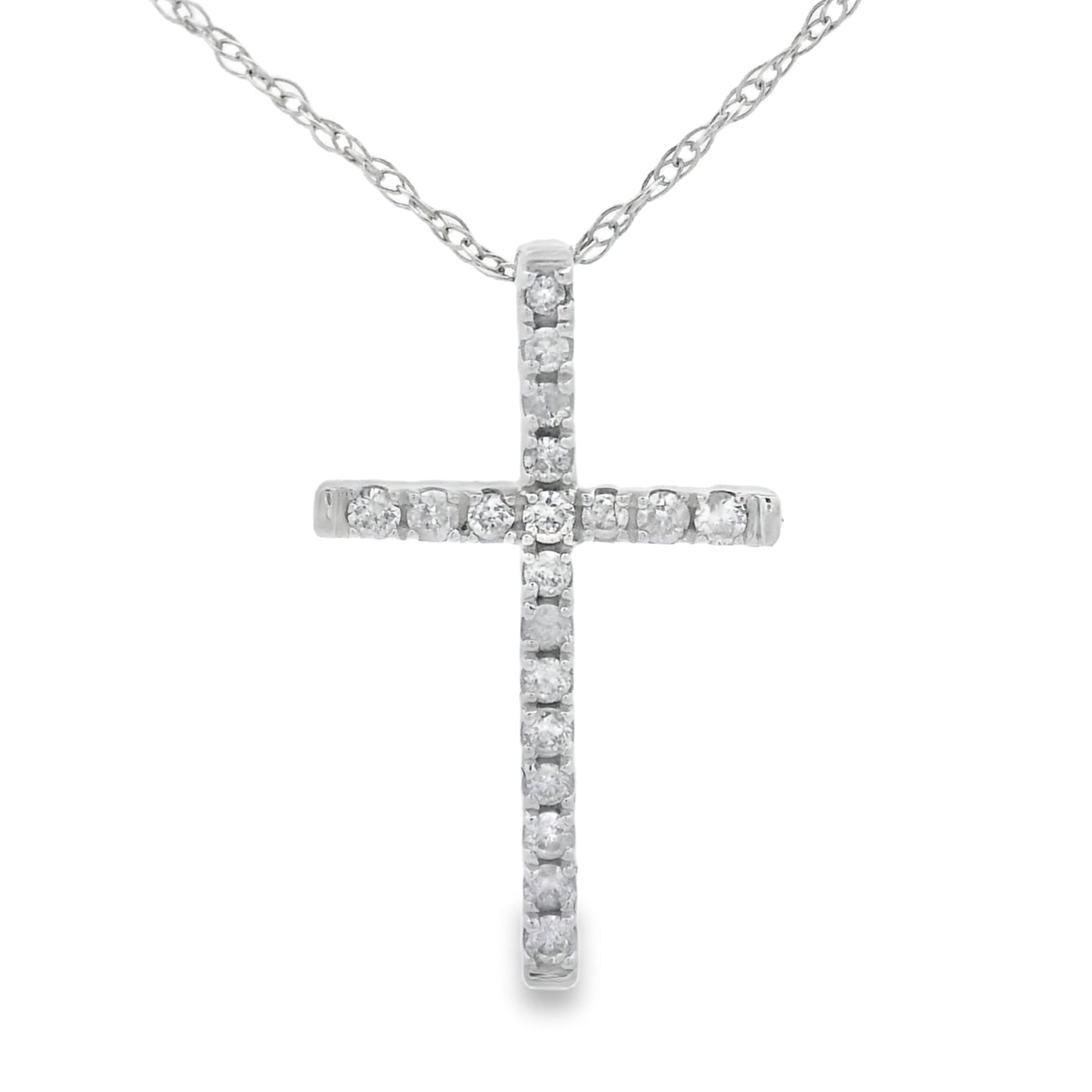 .11ct Diamond Cross Pendant in 14KT White Gold