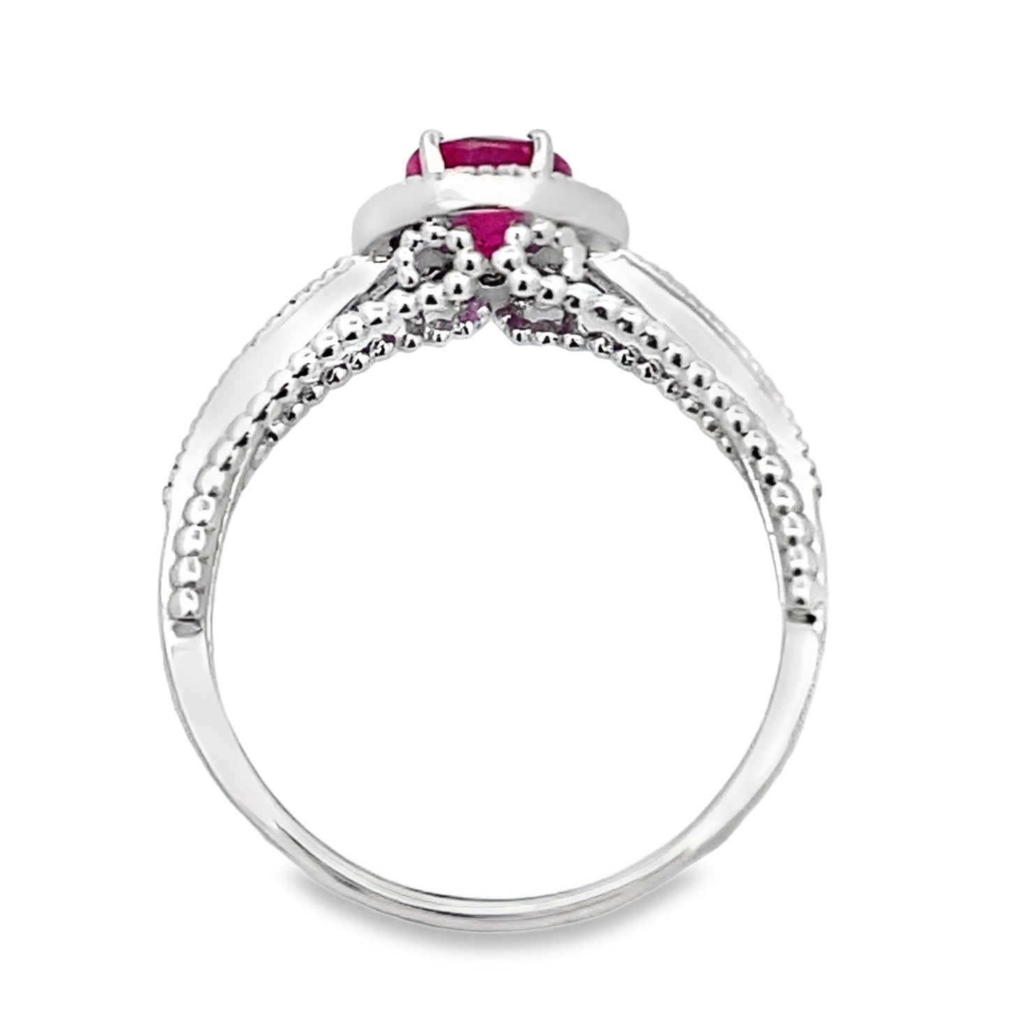 Bague en Rubis et Diamants de 1,35 ct en Or Blanc 14KT