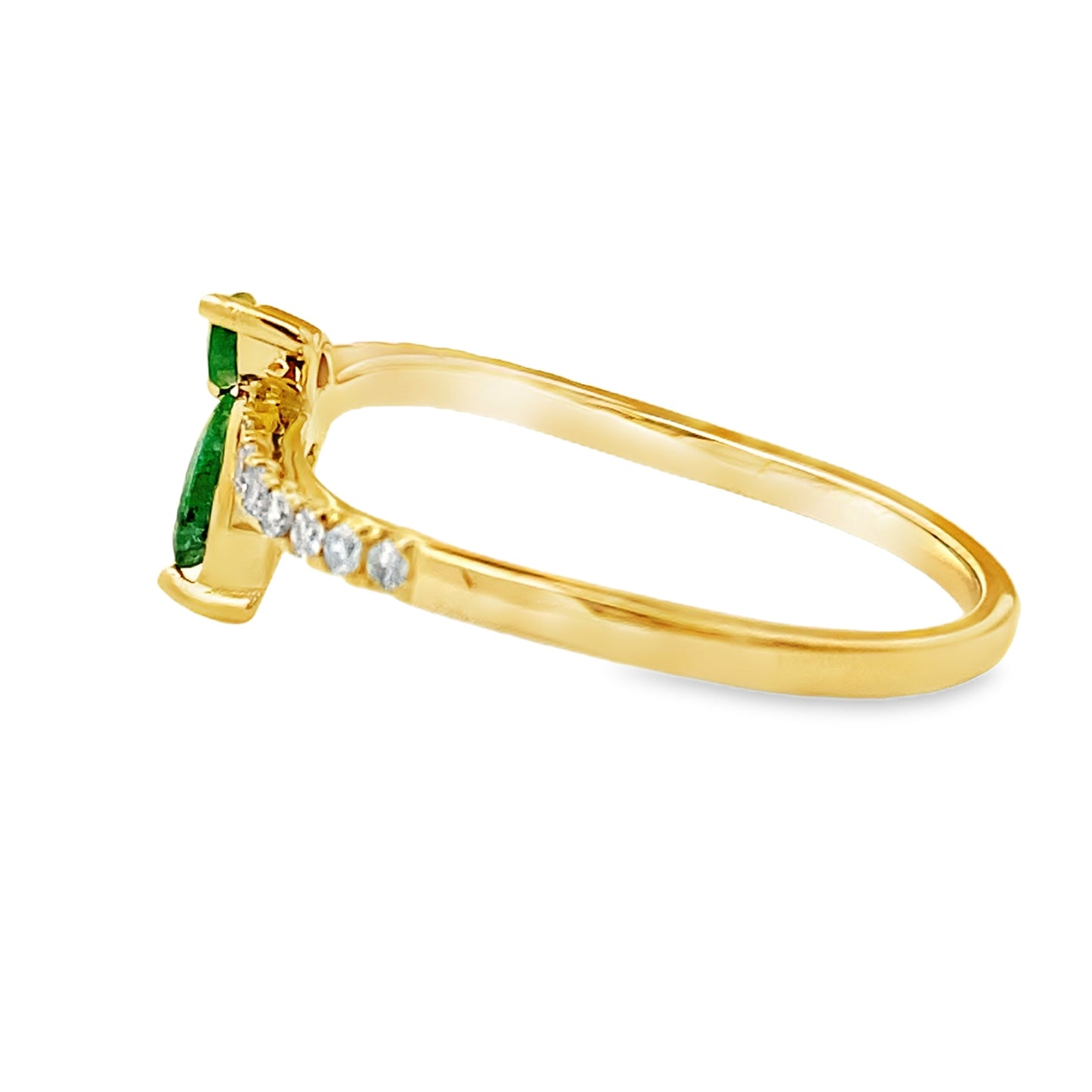 Bague en diamant émeraude naturelle de 0,29 ct en or jaune 14KT