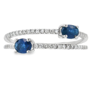 Natural .61ct Sapphire Diamond Ring in 14KT White Gold