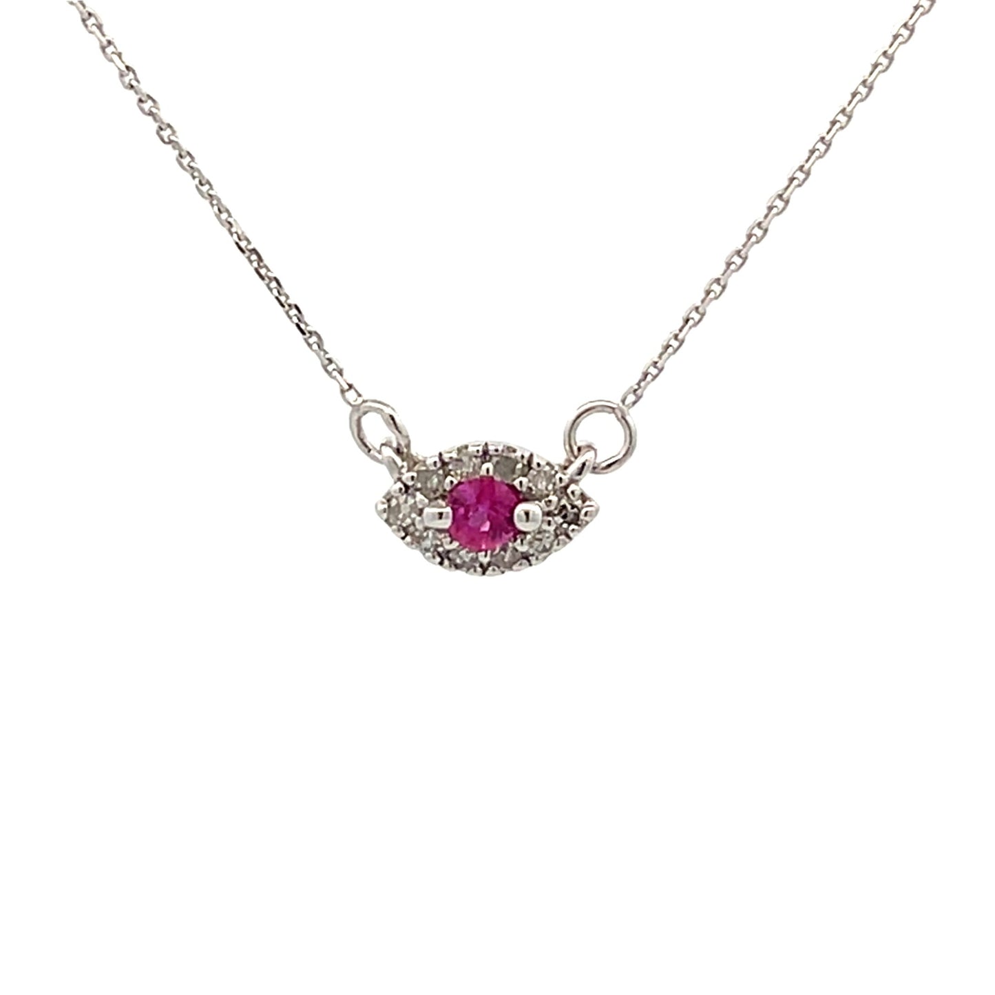 .14ct Colgante de Rubí y Diamante en Oro Blanco de 14KT