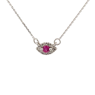 .14ct Pendentif en Rubis et Diamant en Or Blanc 14KT