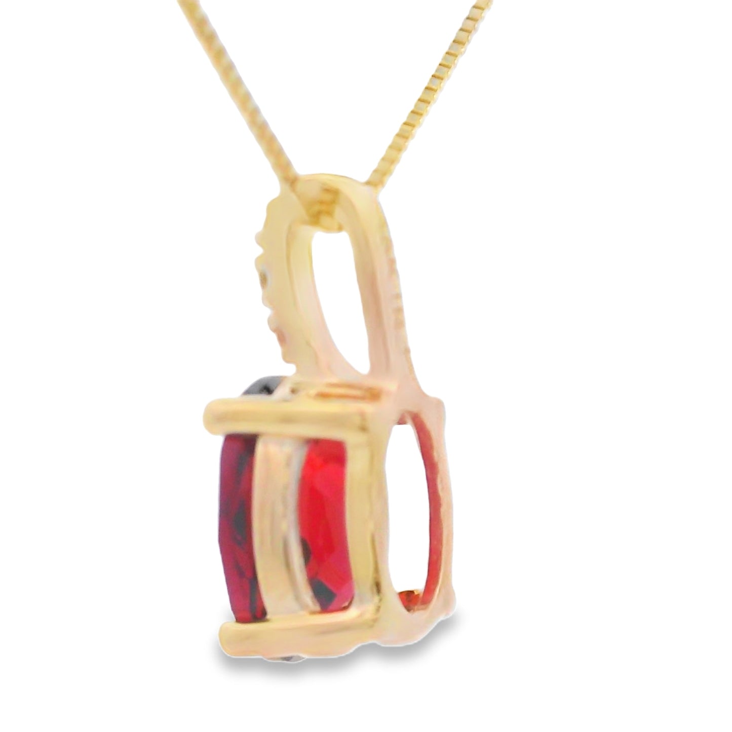 Pendentif en Grenat et Diamant de 1,34 ct en Or Jaune 10KT