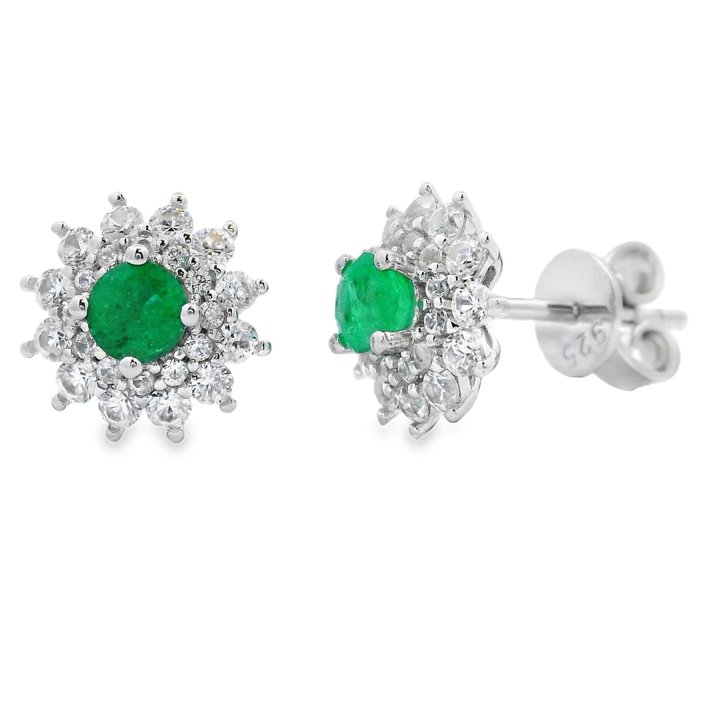 1.19ct Emerald Zircon Stud Earrings in Sterling Silver